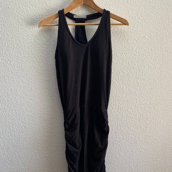 Athleta Tee Racerback Dress Sleeveless Ruched Black Size XS Extra Small 438832 - Picture 1 of 8